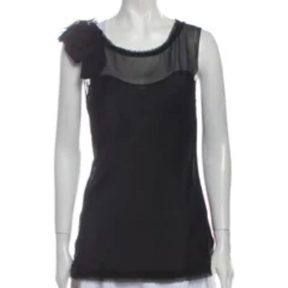 Diane von Furstenberg Black Silk Scoop Neck Top Size 8 #566